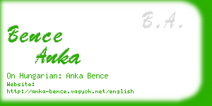 bence anka business card